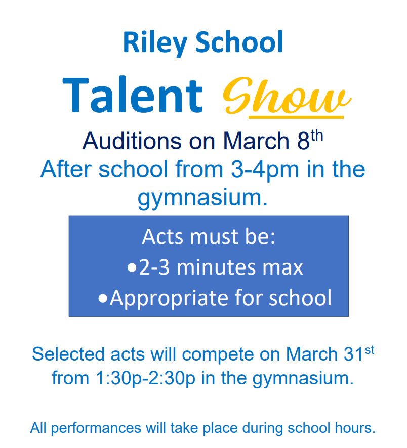 Riley School Talent Show Auditions 2023