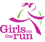 The words "Girls on the run" with a stylized pink image of a girl running