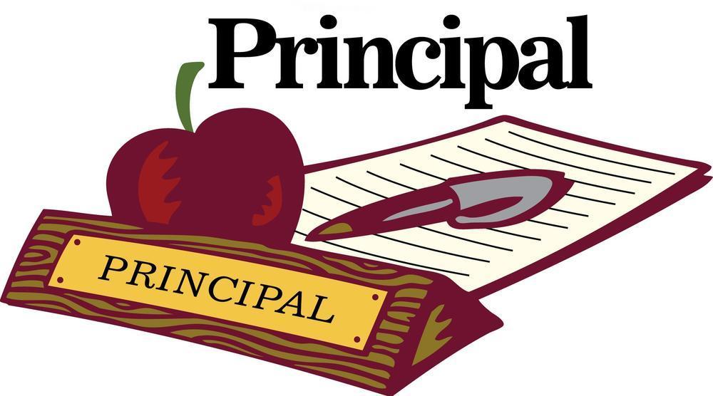 The word Principal with an apple, a piece of paper, and a pen