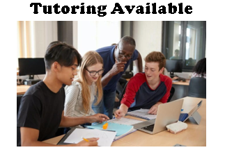The words "Tutoring Available" over a picture of students doing homework together