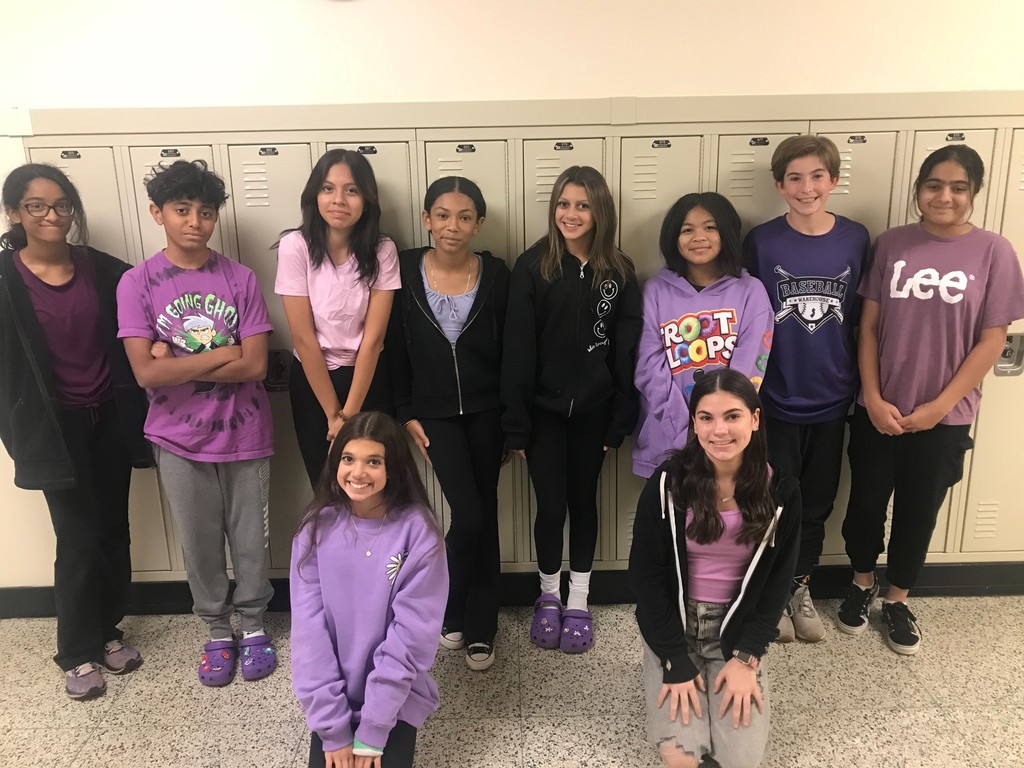 SPMS students wearing purple.