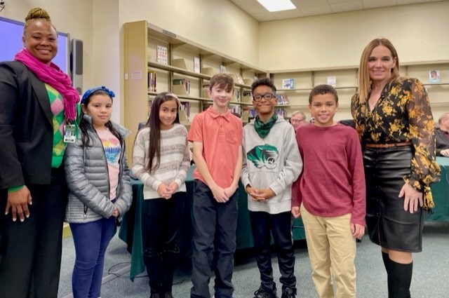 Student Council Members with Principal DuPiche and Superintendent, Dr. Tansey (from left to right): Principal Mrs. DuPiche, Representative Valeria Zapata Hernandez, President-Samantha Catalonotti, Representative Carter Franciscus, Secretary - Cameron Budhan, Vice-President - Jayden Brown and Superintendent Dr. Tansey