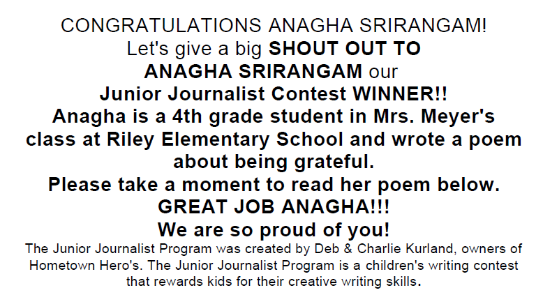 CONGRATULATIONS ANAGHA SRIRANGAM!